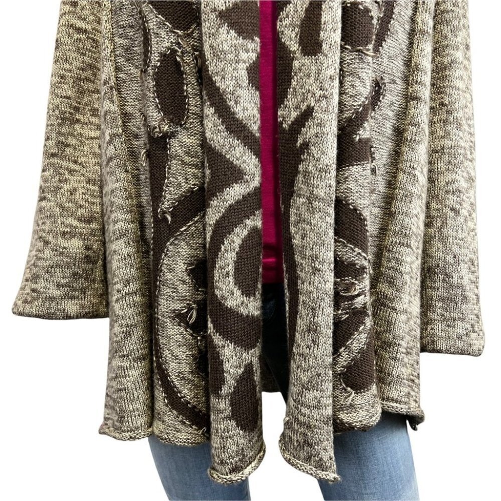ETERNAL SUNSHINE CREATIONS Boho Print Wool Blend Open Cardigan P - Picture 3 of 11